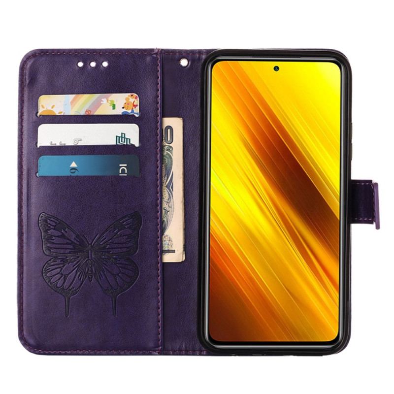 Flip Cover Poco X4 Pro 5G Med Snor Barok Strappy Sommerfugl