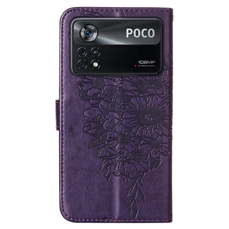 Flip Cover Poco X4 Pro 5G Med Snor Barok Strappy Sommerfugl