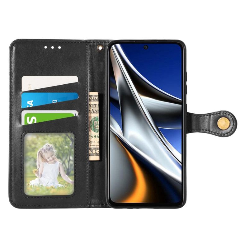 Flip Cover Poco X4 Pro 5G Med Snor Magnetisk Knap Med Snor