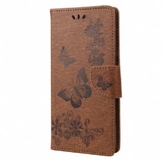 Flip Cover Poco X4 Pro 5G Med Snor Smukke Sommerfugle Med Rem