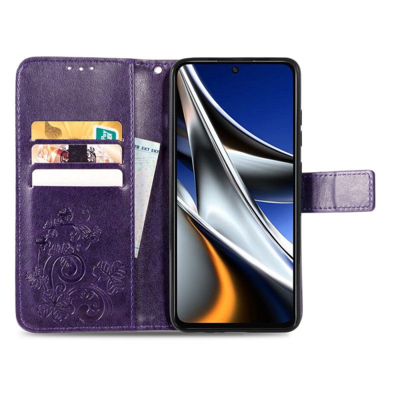 Flip Cover Poco X4 Pro 5G Med Snor Strappy Blomstermønster