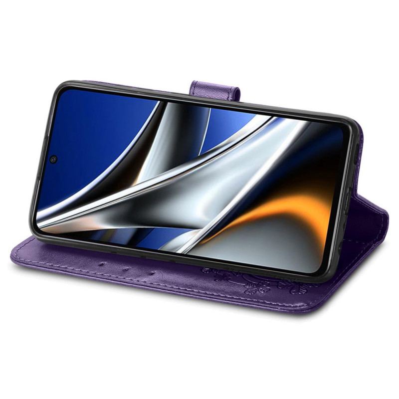 Flip Cover Poco X4 Pro 5G Med Snor Strappy Blomstermønster