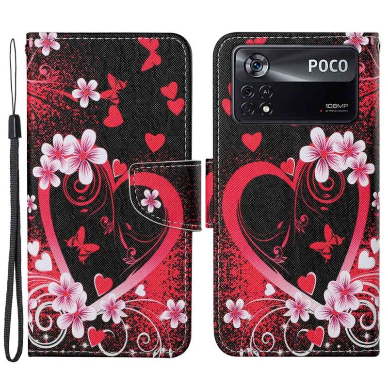 Flip Cover Poco X4 Pro 5G Med Snor Strappy Heart