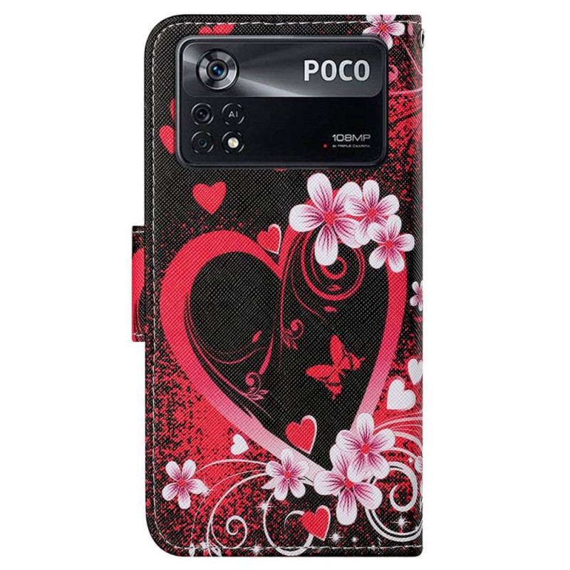 Flip Cover Poco X4 Pro 5G Med Snor Strappy Heart