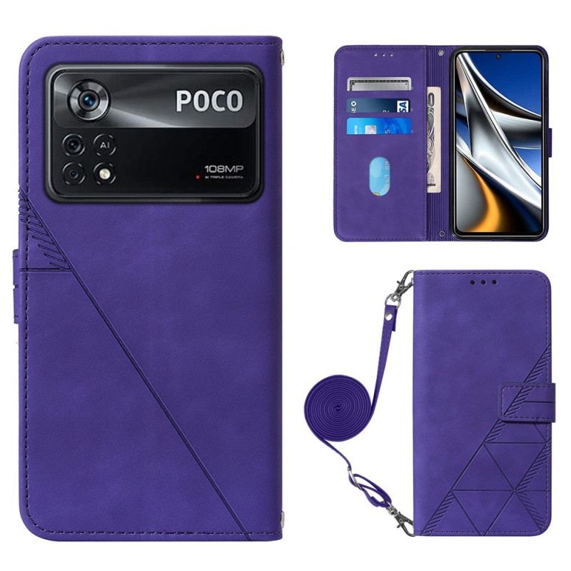 Flip Cover Poco X4 Pro 5G Mønster Med Skulderrem