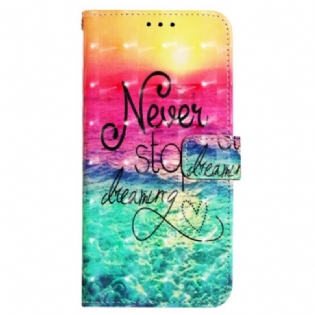 Læder Cover Poco X4 Pro 5G Med Snor Never Stop Dreaming Strappy
