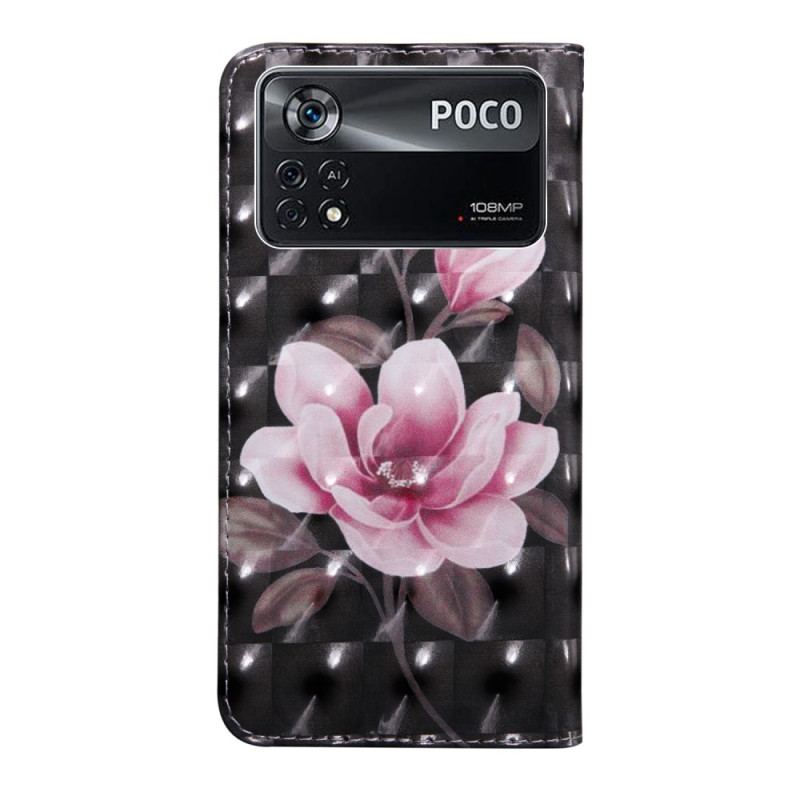 Læder Cover Poco X4 Pro 5G Med Snor Strappy Floral