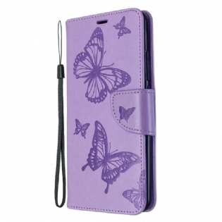 Flip Cover Xiaomi Mi Note 10 / 10 Pro Med Snor Sommerfugle Trykt Strappy