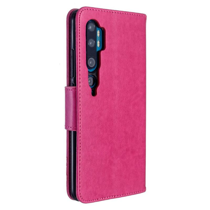 Flip Cover Xiaomi Mi Note 10 / 10 Pro Med Snor Sommerfugle Trykt Strappy