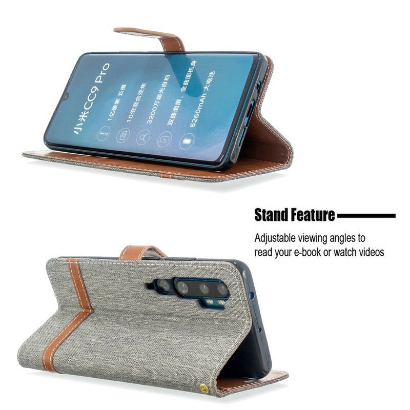 Flip Cover Xiaomi Mi Note 10 / 10 Pro Med Snor Stof- Og Lædereffektrem