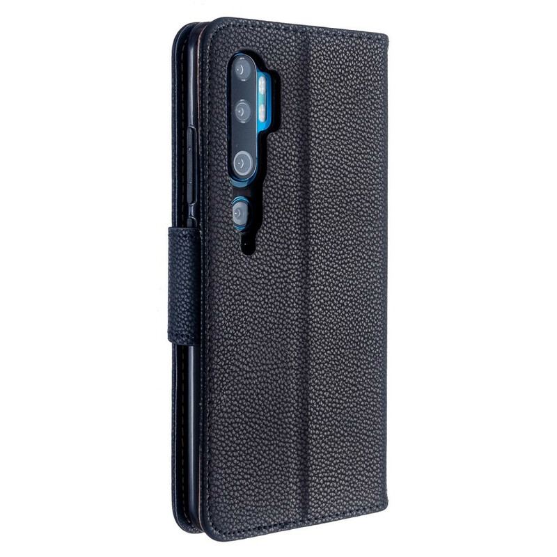 Flip Cover Xiaomi Mi Note 10 / 10 Pro Med Snor Strappy Med Farvet Litchi-lædereffekt