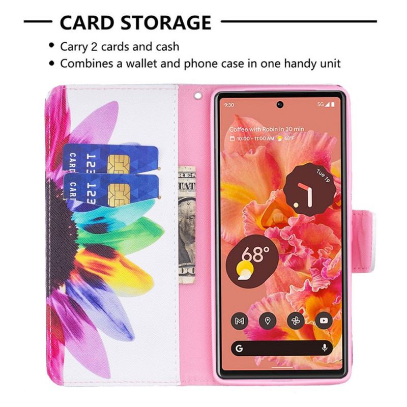 Cover Google Pixel 6 Flip Cover Akvarel Blomst
