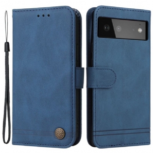 Flip Cover Google Pixel 6 Imiteret Læder Nitte Og Rem