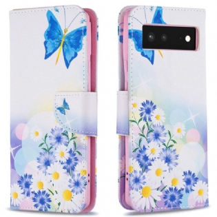 Flip Cover Google Pixel 6 Malede Sommerfugle