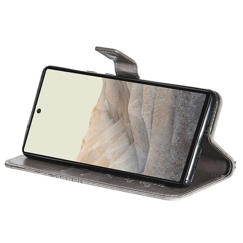 Flip Cover Google Pixel 6 Med Snor Kæmpe Sommerfugle Med Rem