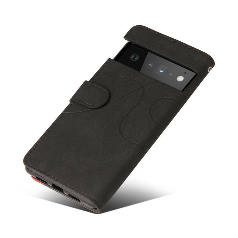 Flip Cover Google Pixel 6 Tofarvet Signatur Imiteret Læder