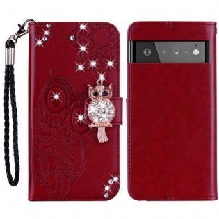 Flip Cover Google Pixel 6 Ugle Mandala Og Charm