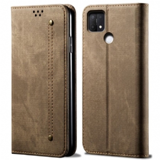 Cover Oppo A15 Flip Cover Denim Stof