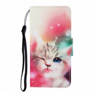 Flip Cover Oppo A15 Kattehistorier Med Snor