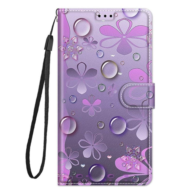 Flip Cover Samsung Galaxy M23 5G Vanddråber Med Snor