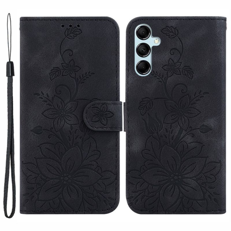Flip Cover Samsung Galaxy A15 Blomstermønster Med Rem