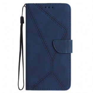 Læder Cover Samsung Galaxy A15 Linjer Og Stiplede Stropper