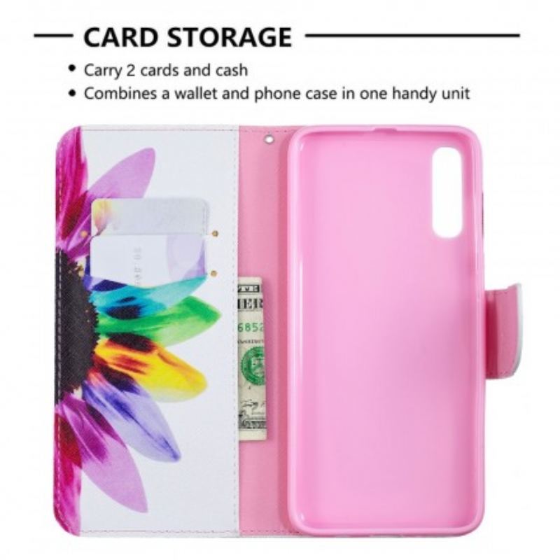 Flip Cover Samsung Galaxy A70 Akvarel Blomst