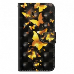 Flip Cover Samsung Galaxy A70 Gule Sommerfugle