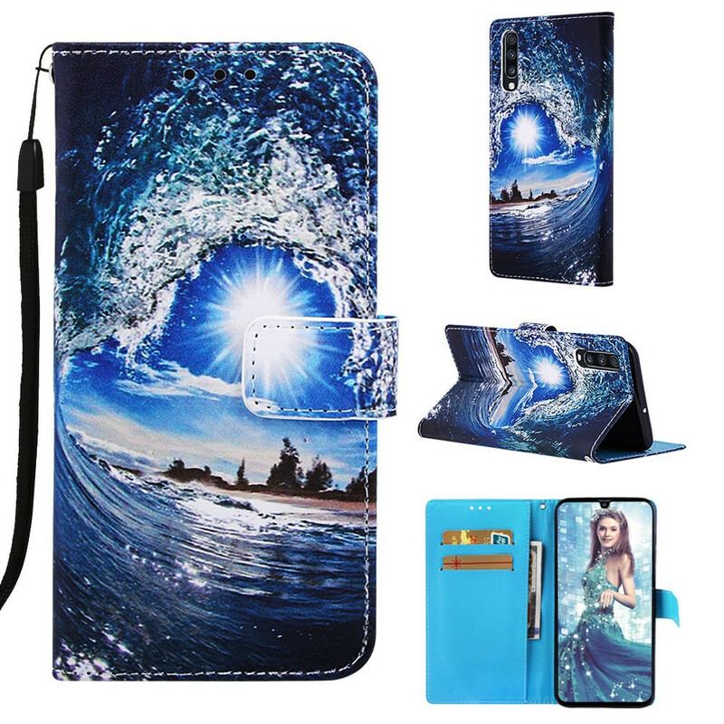 Læder Cover Samsung Galaxy A70 Med Snor Daydreams Lanyard Landscape