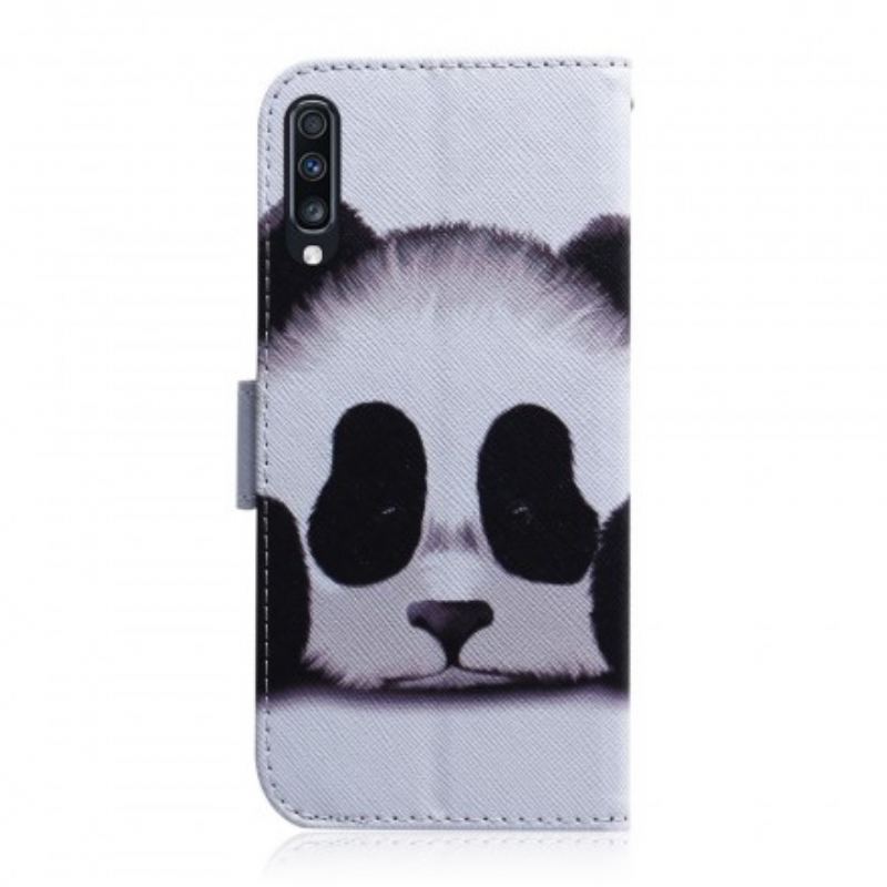 Læder Cover Samsung Galaxy A70 Panda Ansigt