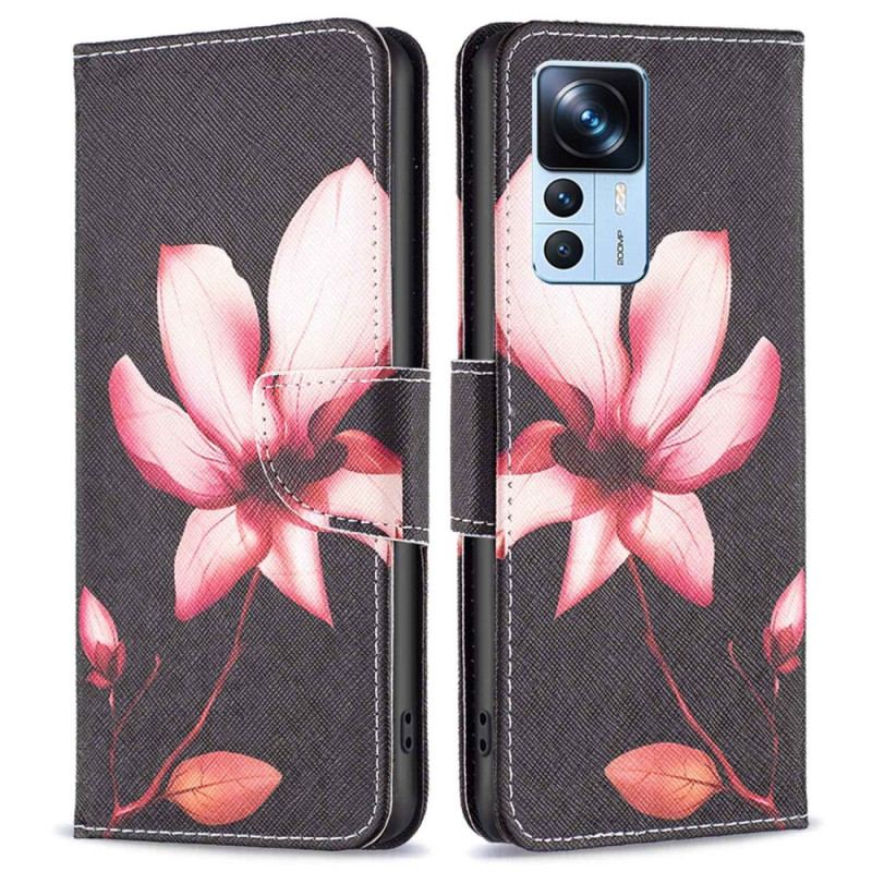 Flip Cover Xiaomi 12T / 12T Pro Lyserød Blomst