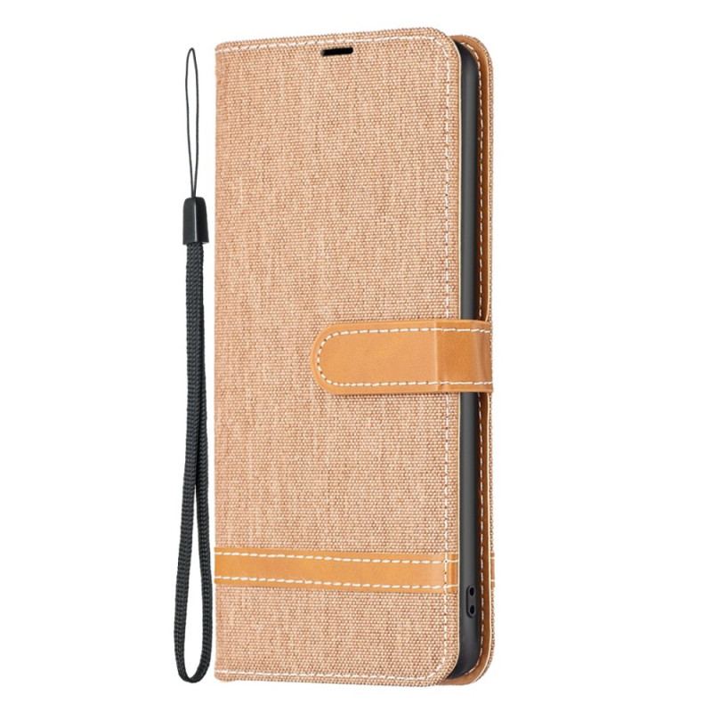 Læder Cover Xiaomi 12T / 12T Pro Med Snor Stof- Og Lædereffektrem