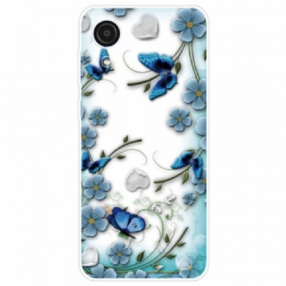 Cover Samsung Galaxy A03 Core Retro Sommerfugle Og Blomster