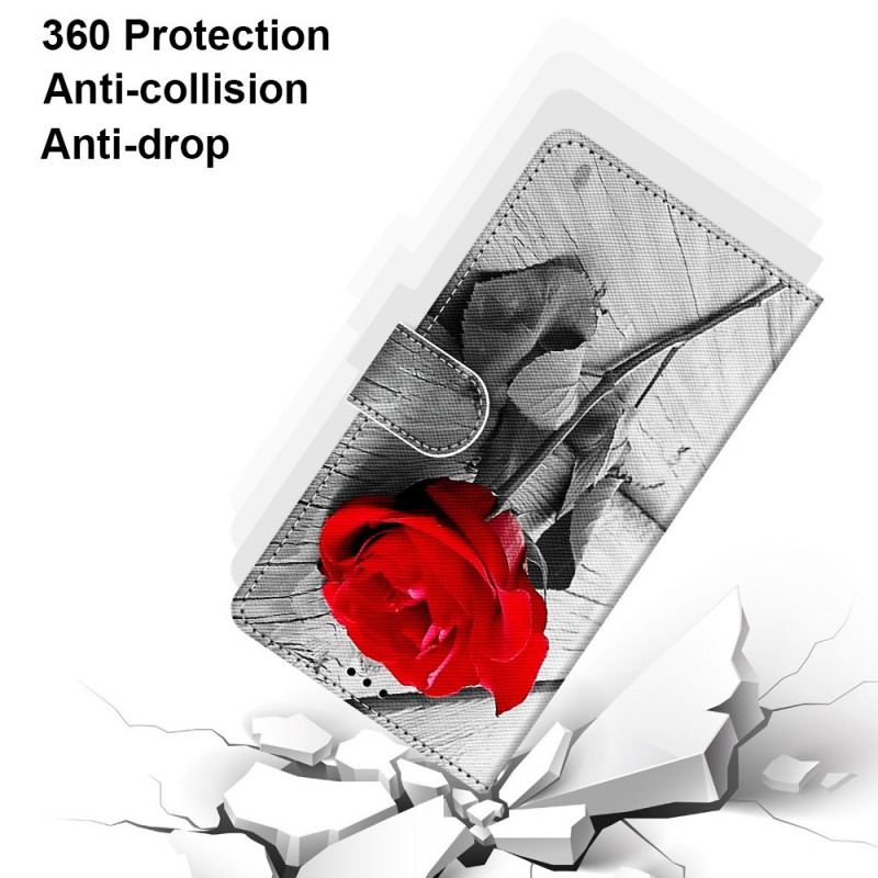 Flip Cover Samsung Galaxy A03 Core Med Snor Romantisk Rose Med Rem