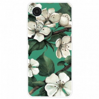 Mobilcover Samsung Galaxy A03 Core Malede Hvide Blomster