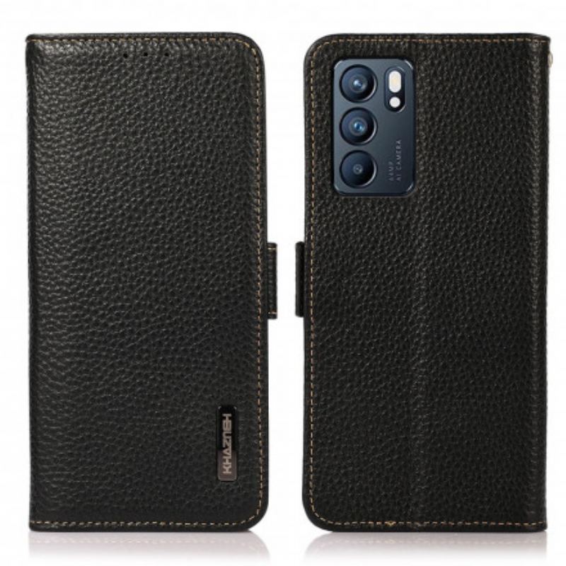 Flip Cover Oppo Reno 6 5G Ægte Litchi Læder Khazneh Rfid