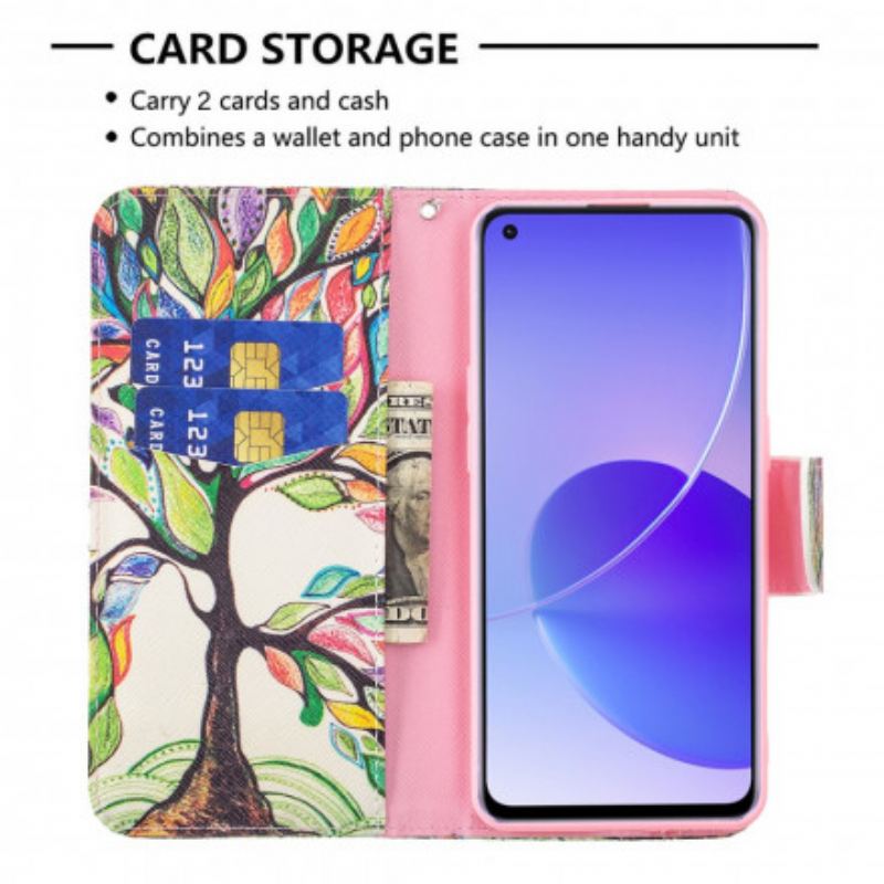 Flip Cover Oppo Reno 6 5G Farverigt Træ