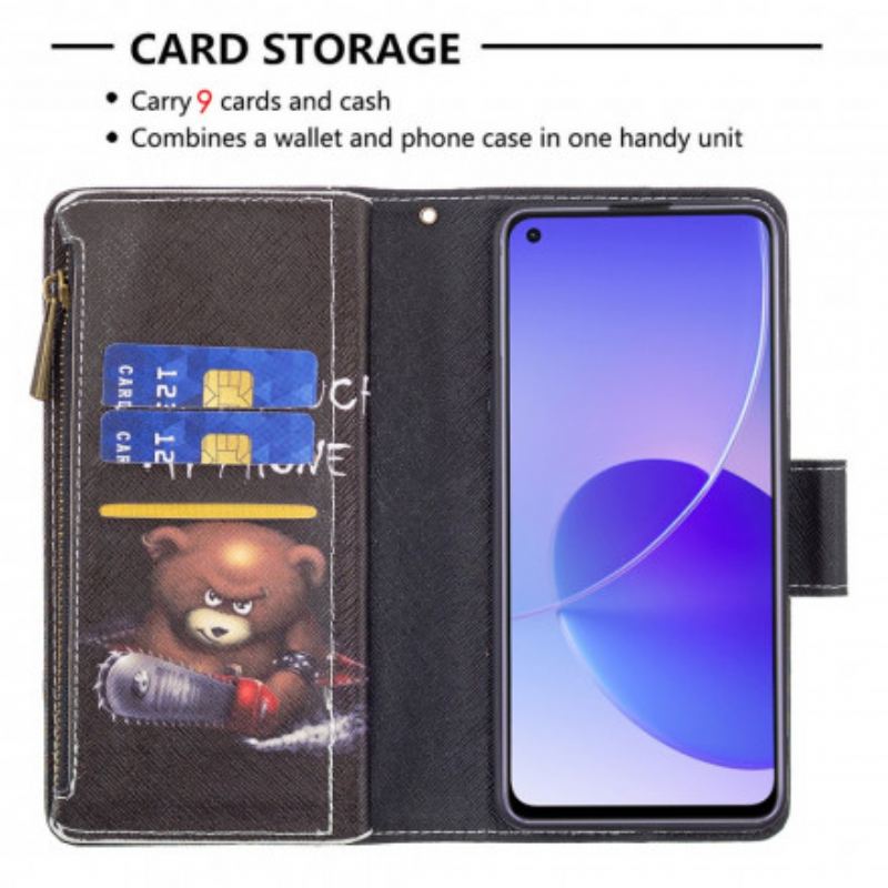 Flip Cover Oppo Reno 6 5G Lommebjørn Med Lynlås