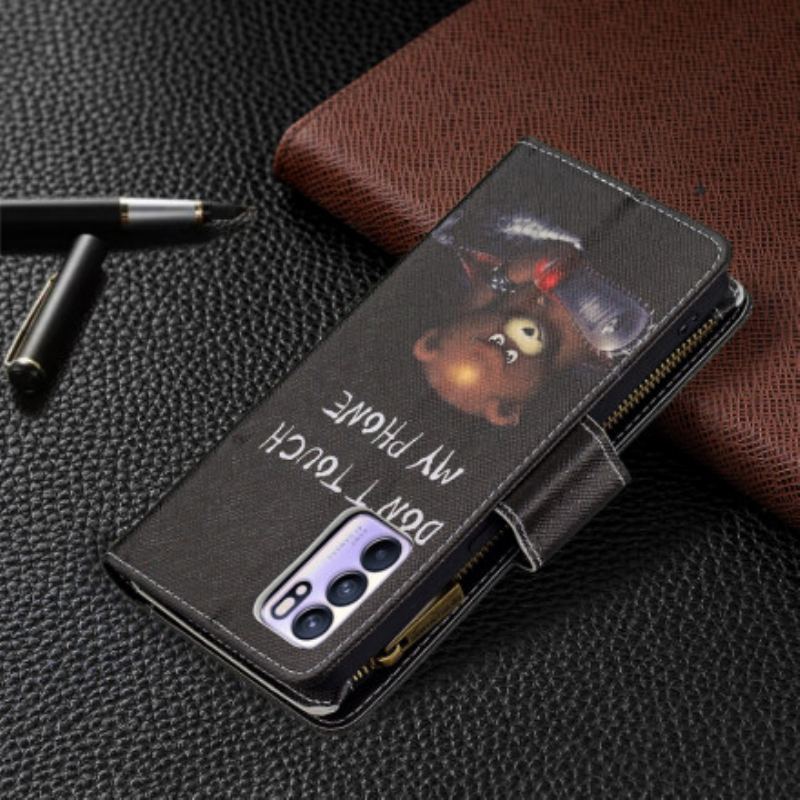 Flip Cover Oppo Reno 6 5G Lommebjørn Med Lynlås