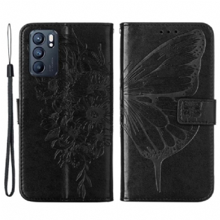 Flip Cover Oppo Reno 6 5G Sommerfugle Design