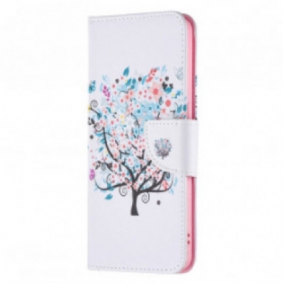 Læder Cover Oppo Reno 6 5G Blomstret Træ
