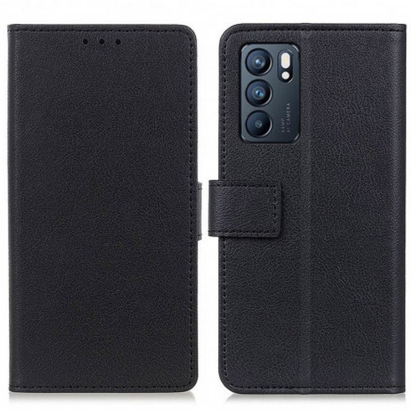 Læder Cover Oppo Reno 6 5G Enkel Klassisk Lædereffekt