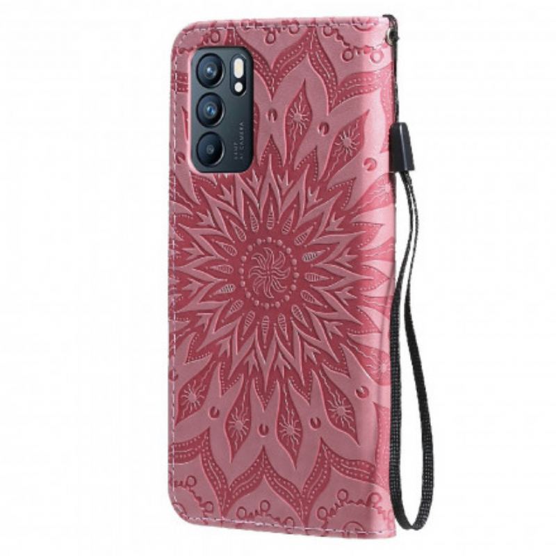 Læder Cover Oppo Reno 6 5G Solblomst