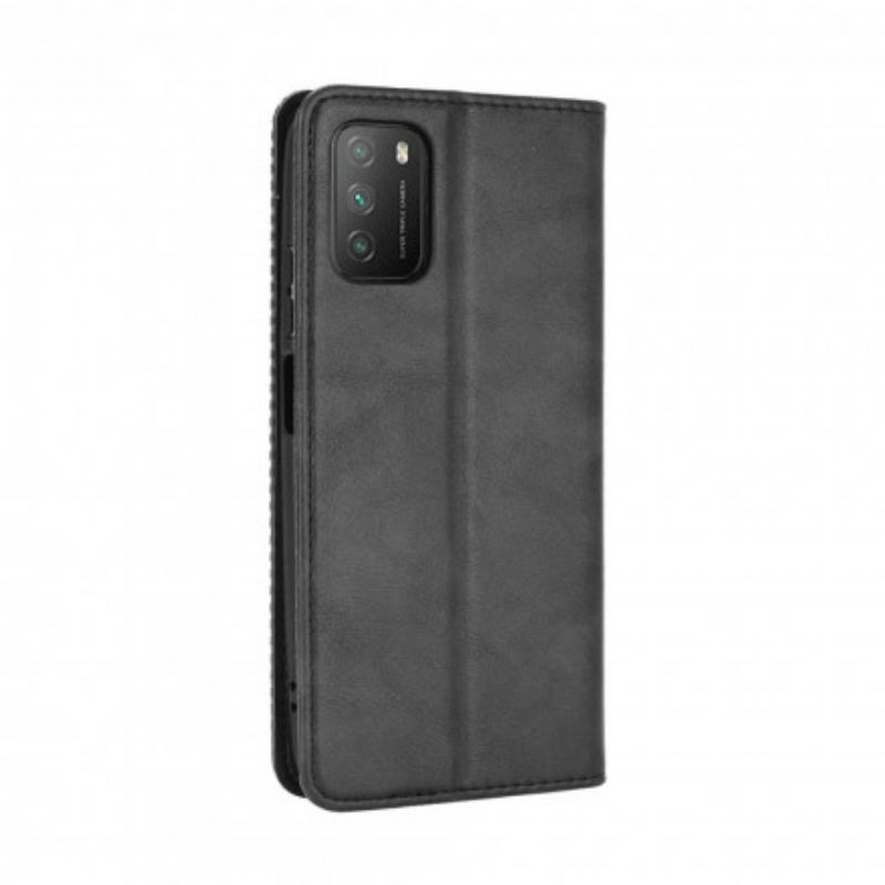 Cover Poco M3 Flip Cover Stiliseret Vintage Lædereffekt