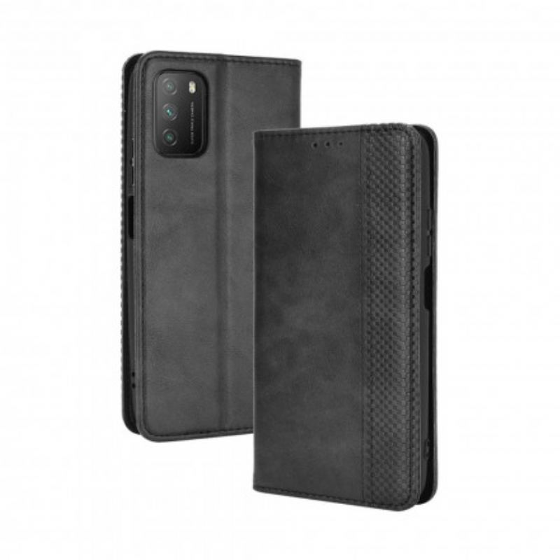 Cover Poco M3 Flip Cover Stiliseret Vintage Lædereffekt