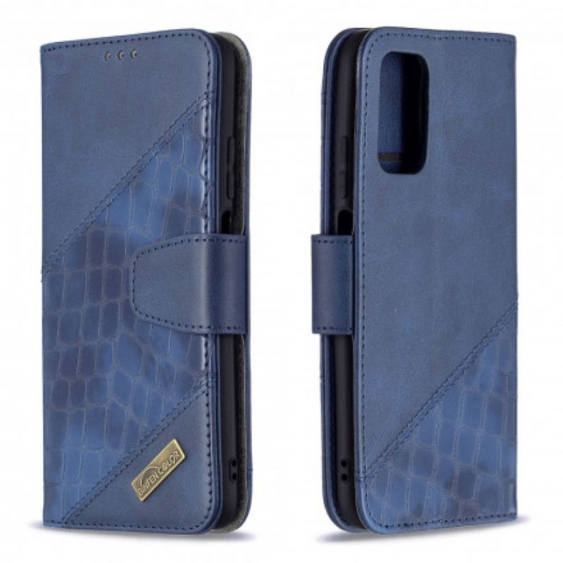 Flip Cover Poco M3 Klassisk Krokodilleskindseffekt