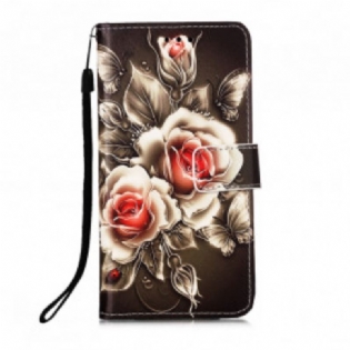 Flip Cover Poco M3 Med Snor Sort Rose Med Rem