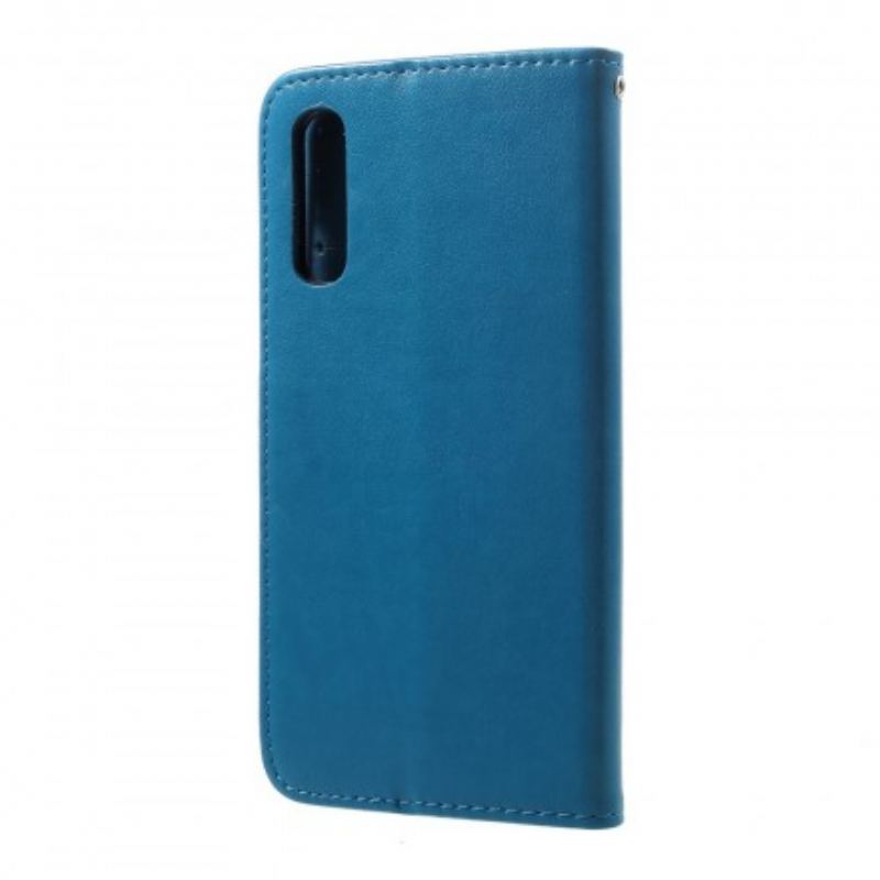 Flip Cover Samsung Galaxy A50 Med Snor Sommerfugle Og Blomsterrem