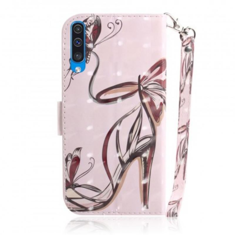 Flip Cover Samsung Galaxy A50 Med Snor Strappy Pumpe