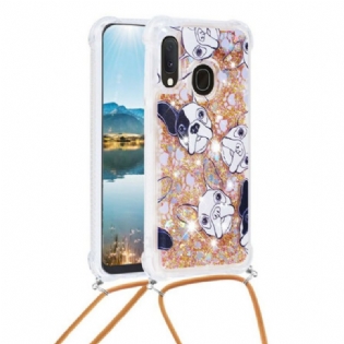 Cover Samsung Galaxy A20e Med Snor Hunde Med Pailletter Med Snoretræk